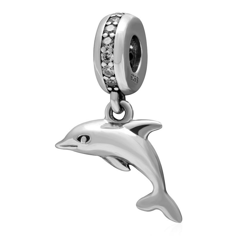 ABAOLA Dolphin Charm 925 Sterling Silver Animal Beads for Pandora Charms Bracelets (Dolphin)